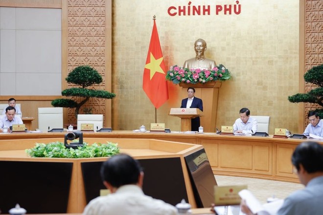 Thủ tướng Phạm Minh Chính chủ trì phiên họp Chính phủ thường kỳ tháng 4/2024, thảo luận nhiều nội dung quan trọng. (Ảnh: VGP/Nhật Bắc)