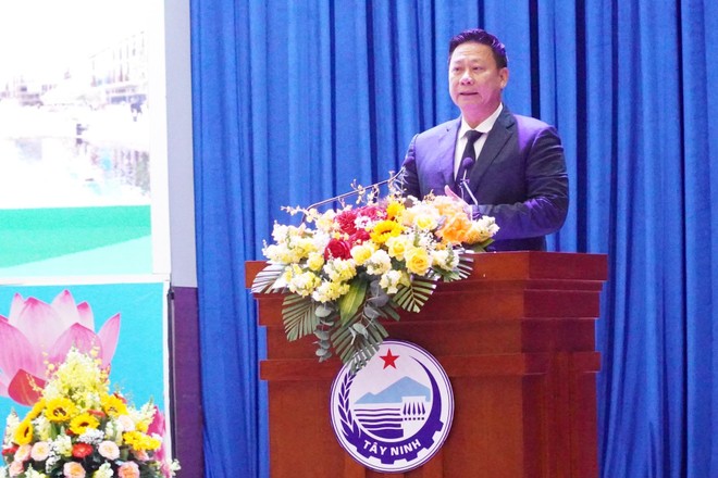 Ông Nguyễn Thanh Ngọc, Chủ tịch UBND tỉnh Tây Ninh phát biểu tại Hội nghị.