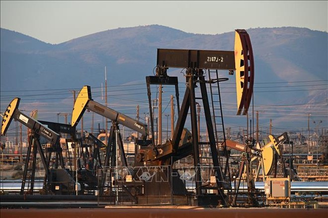 Trạm bơm dầu thô tại giếng dầu South Belridge ở hạt Kern, bang California (Mỹ). Ảnh minh họa: AFP/TTXVN