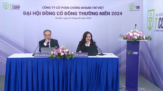 Kỳ họp ĐHĐCĐ thường niên năm 2024 của CTCP Chứng khoán Trí Việt diễn ra sáng 3/6. (Ảnh: K.T)