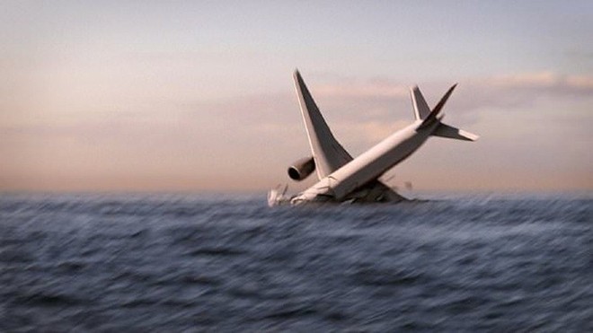 Hình ảnh 3D mô phỏng giả thuyết MH370 gặp trục trặc, rơi xuống Ấn Độ Dương. Ảnh minh họa: Nat Geo