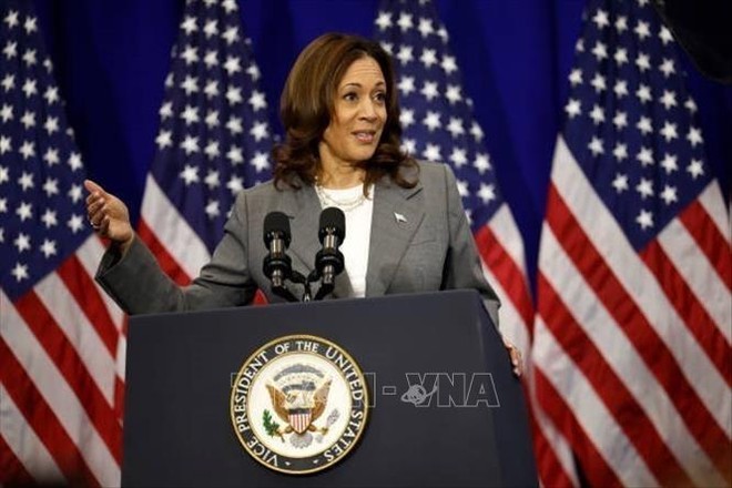 Phó Tổng thống Mỹ Kamala Harris phát biểu tại College Park, Maryland, Mỹ, ngày 24/6/2024. Ảnh: Getty Images/TTXVN