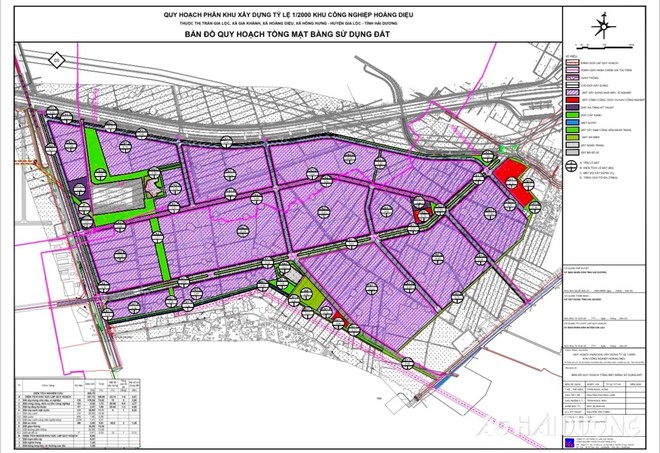 Đồ án quy hoạch phân khu KCN Hoàng Diệu, huyện Gia Lộc. Ảnh: Báo Hải Dương