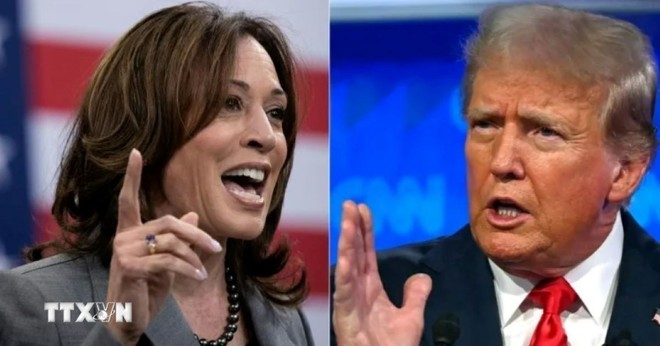 Ứng cử viên Tổng thống của đảng Dân chủ, Phó Tổng thống Mỹ Kamala Harris (trái) và ứng cử viên đảng Cộng hòa Donald Trump. (Ảnh: AP/TTXVN)