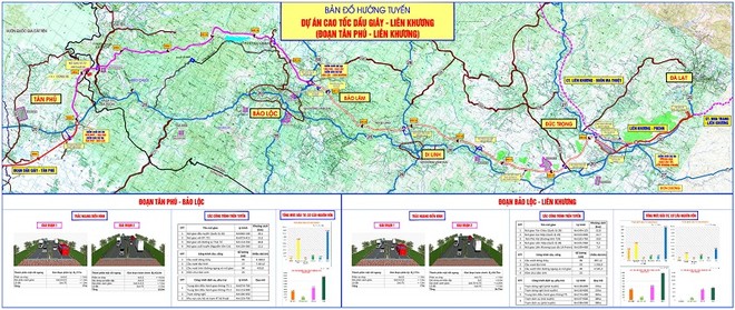 Bản đồ hướng tuyến cao tốc Dầu Giây - Liên Khương.