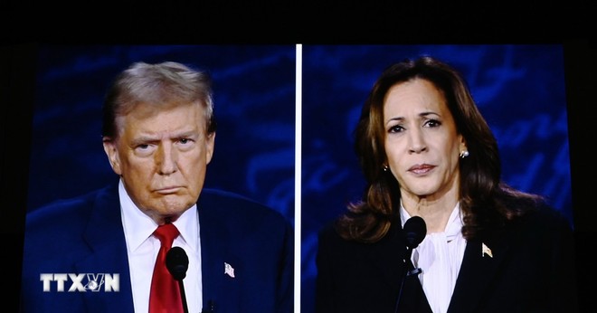 Hai ứng cử viên Tổng thống Mỹ là bà Kamala Harris (phải) và ông Donald Trump. (Ảnh: THX/TTXVN)