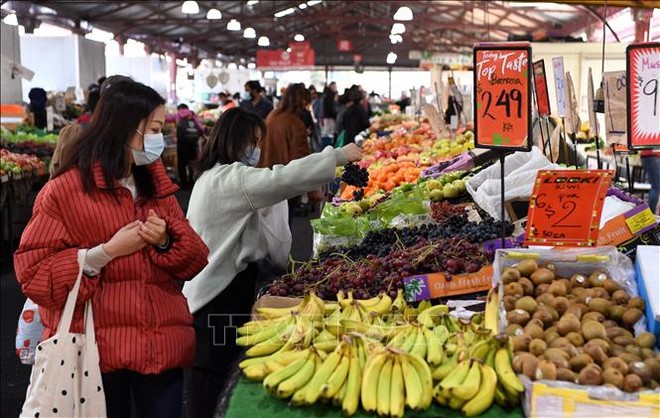 Người dân chọn mua thực phẩm tại một khu chợ ở Melbourne, Australia. Ảnh minh họa: AFP/TTXVN