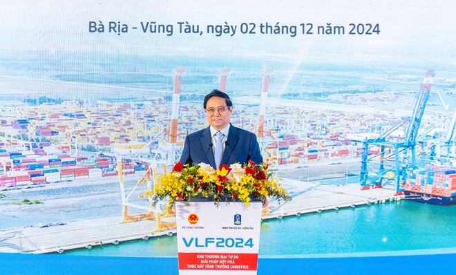 Thủ tướng Phạm Minh Chính phát biểu chỉ đạo tại Diễn đàn Logistics Việt Nam 2024. 