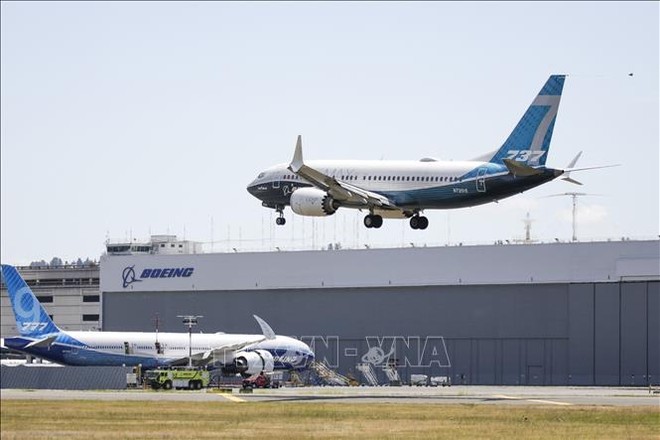 Máy bay 737 MAX của Boeing thực hiện chuyến bay kiểm tra tại Seattle, Washington, Mỹ. (Ảnh tư liệu: AFP/TTXVN)