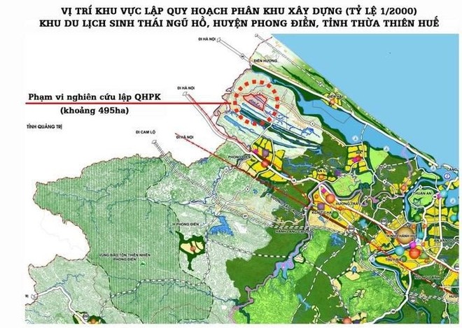 Vị trí, phạm vi lập quy hoạch Khu du lịch sinh thái Ngũ Hồ