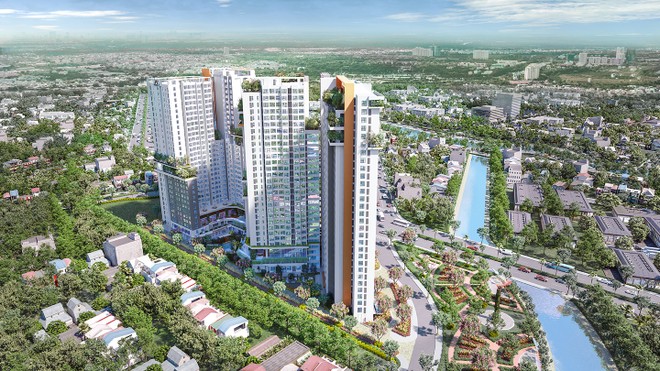 Phối cảnh dự án Aster Garden Towers nhìn từ bên phải