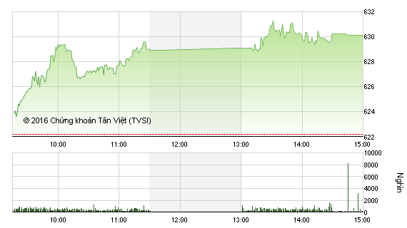 Phiên chiều 29/6: Sắc xanh tràn ngập, VN-Index trở lại mốc 630