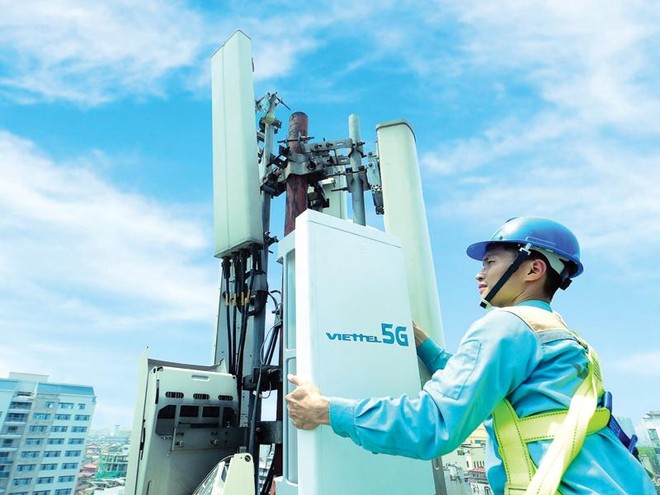 Một trạm 5G của Viettel tại Hà Nội.