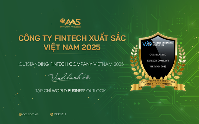 Giải thưởng Công ty Fintech xuất sắc Việt Nam 2025 của AAS được trao bởi Tạp chí World Business Outlook