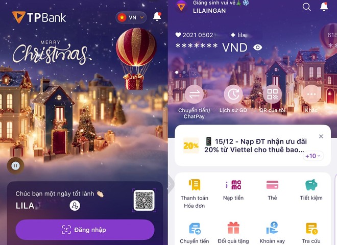 TPBank bật “mood” Giáng sinh trên App với giao diện ấm áp, hiện đại và tinh tế.