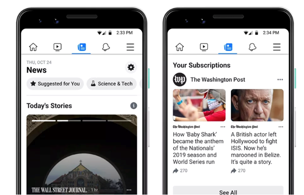 Giao diện thẻ tin tức Facebook News. (Nguồn: The Verge).