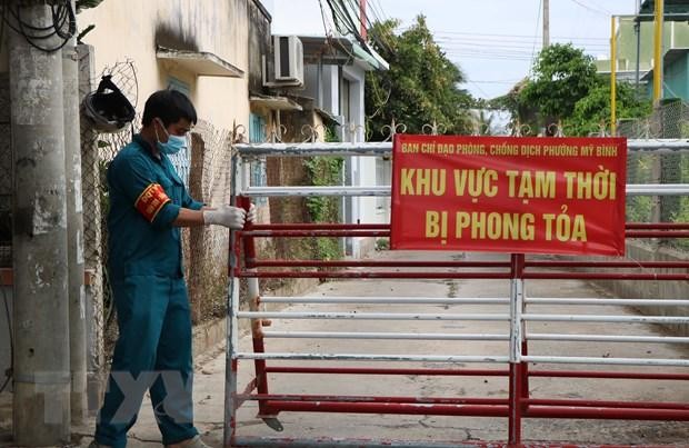 Khu vực phong tỏa tại phường Mỹ Bình, thành phố Phan Rang-Tháp Chàm (Ninh Thuận). (Ảnh: Công Thử/TTXVN)