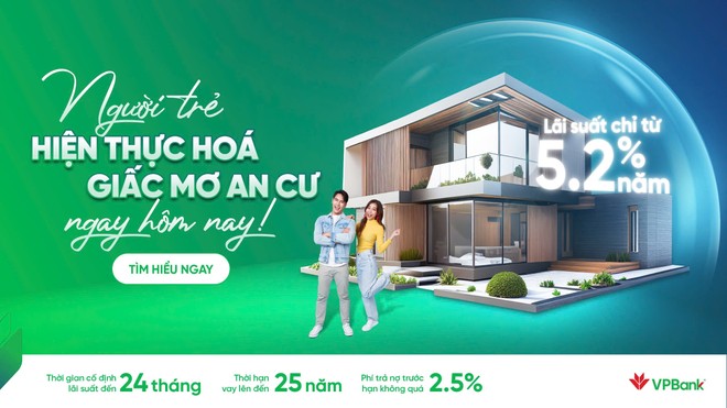 VPBank (VPB) triển khai gói vay mua nhà ưu đãi dành cho giới trẻ với lãi suất chỉ từ 5,2%/năm 