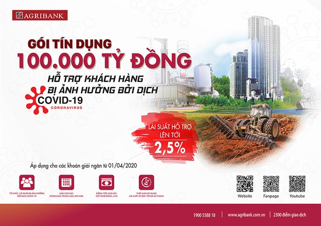 100.000 tỷ đồng Agribank dành hỗ trợ khách hàng bị ảnh hưởng dịch Covid-19