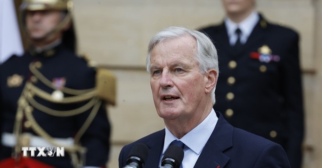 Tân Thủ tướng Pháp Michel Barnier phát biểu tại lễ nhậm chức ở Paris ngày 5/9/2024. Ảnh: THX/TTXVN