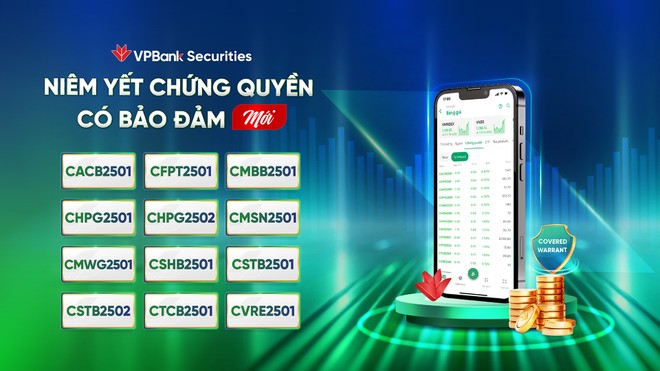 VPBankS niêm yết 12 mã chứng quyền dựa trên các cổ phiếu “hot”