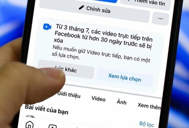 Thông báo của Facebook.