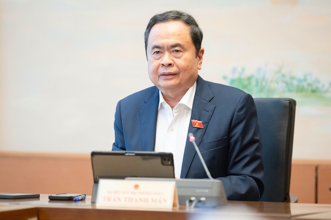 Chủ tịch Quốc hội Trần Thanh Mẫn phát biểu tại tổ. Ảnh: PT