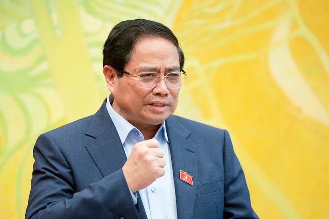 Thủ tướng Phạm Minh Chính phát biểu tại tổ sáng 23/5- Ảnh: PT