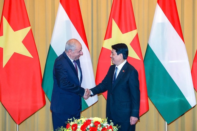 Chủ tịch nước Lương Cường và Tổng thống Hungary Sulyok Tamás. Ảnh: Đức Thanh