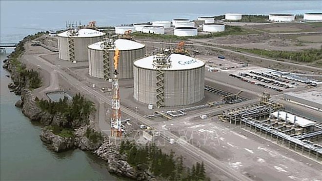 Chú thích ảnh Cảng khí tự nhiên hoá lỏng thuộc Tập đoàn dầu mỏ Repsol and Irving Oil Ltd. ở thành phố cảng Saint John, tỉnh New Brunswick, Canada. (Ảnh: CBC/TTXVN)