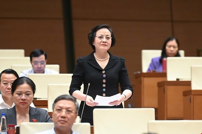 Bộ trưởng Bộ Nội vụ Phạm Thị Thanh Trà phát biểu.