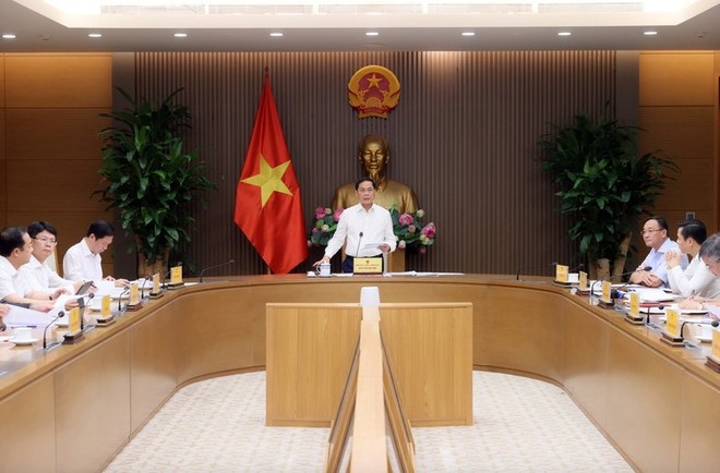 Phó thủ tướng Chính phủ Bùi Thanh Sơn tại cuộc họp Ban Chỉ đạo Lễ mở ký Công ước Hà Nội. Ảnh: VGP.