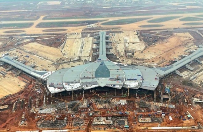 Thi công sân bay Long Thành. 