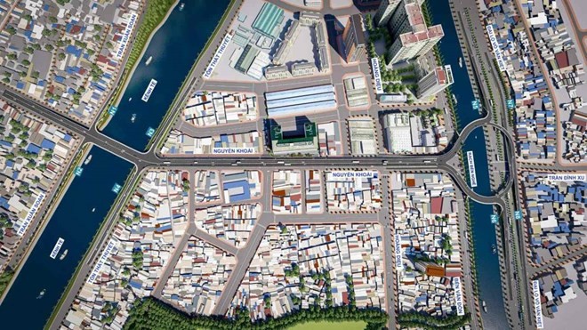 Phối cảnh Dự án cầu đường Nguyễn Khoái. 