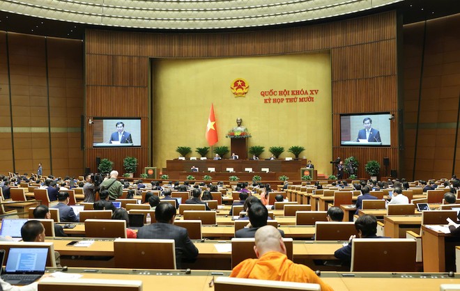 Phiên họp sáng 1/12 của Quốc hội - Ảnh: Duy Linh. 