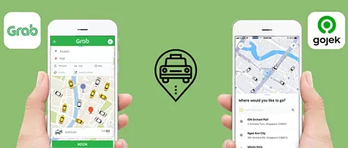 Grab và Go-Jek xuất phát khác nhau, đi lên khác nhau nhưng nhắm đích đến như nhau. Ảnh: KrASIA