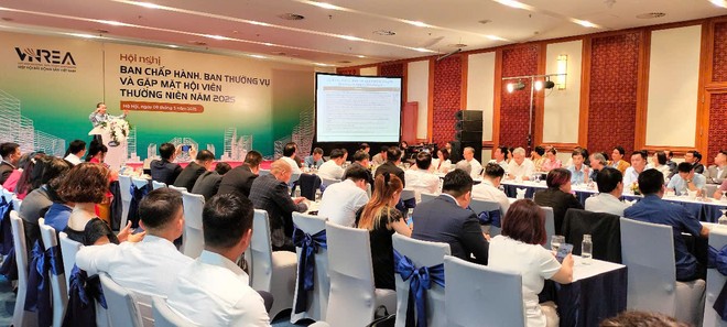 Hội nghị Ban Chấp hành, Ban thường vụ VNREA và gặp mặt Hội thành viên thường niên 2025 đã diễn ra tại Hà Nội sáng 9/5/2025. Ảnh: Bình Minh.