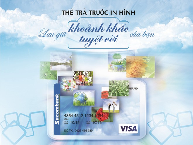 Sacombank phát hành thẻ trả trước quốc tế in hình