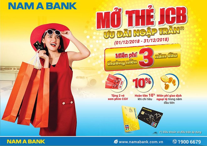 Mở thẻ tín dụng Nam A Bank JCB ưu đãi ngập tràn