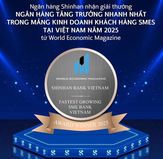 Ngân hàng Shinhan nhận giải "ngân hàng tăng trưởng mảng kinh doanh SME nhanh nhất năm 2025"