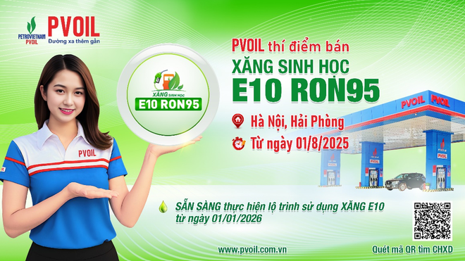 PVOIL thí điểm bán xăng sinh học E10 RON95