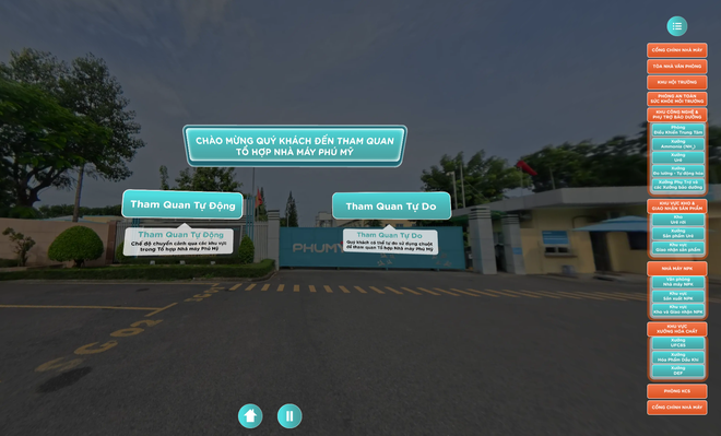 Giao diện bắt đầu tham quan nhà máy trực tuyến