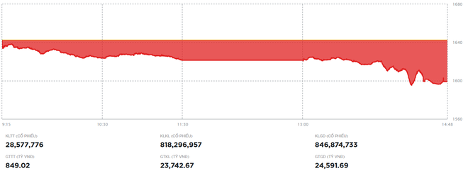 VN-Index thủng mốc hỗ trợ quan trọng 1.600 điểm