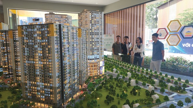 Khách hàng tham quan một dự án vùng ven TP.HCM cũ. Ảnh: Việt Dũng.