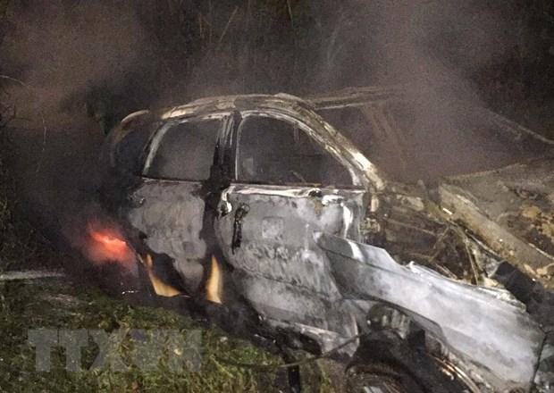 Hiện trường vụ tai nạn giao thông. (Ảnh: TTXVN phát)