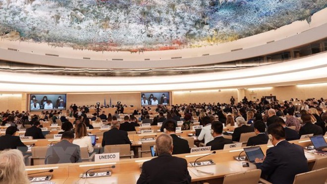 Khóa họp lần thứ 51 của Hội đồng Nhân quyền Liên hợp quốc. (Ảnh: Xuân Hoàng/TTXVN)