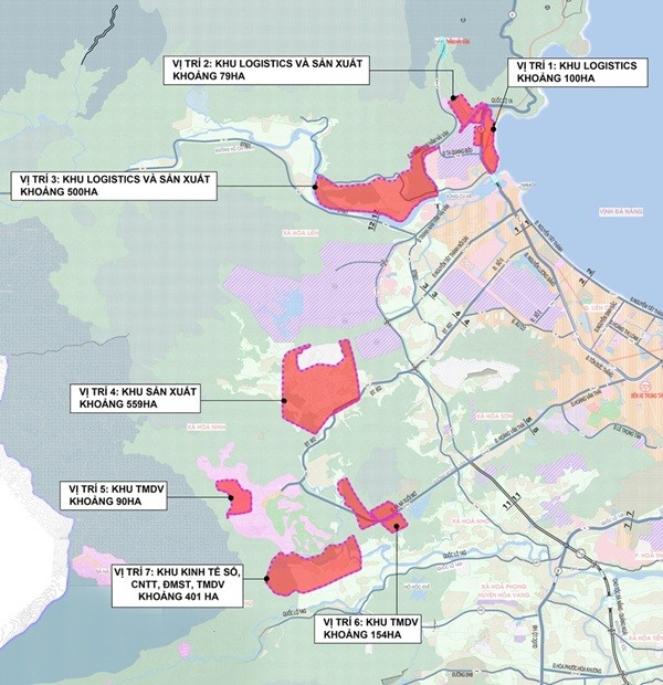 Các vị trí thực hiện Khu thương mại tự do Đà Nẵng.