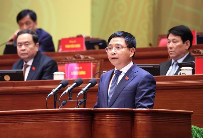 Bộ trưởng Bộ Tài chính Nguyễn Văn Thắng trình bày tham luận - Ảnh TTXVN.