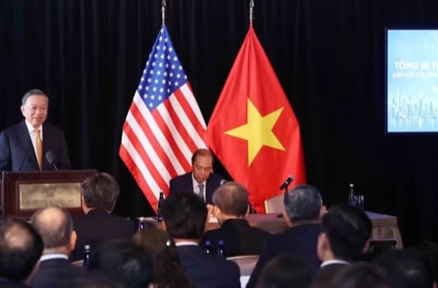 Tổng Bí thư, Chủ tịch nước Tô Lâm gặp gỡ chuyên gia, trí thức người Việt Nam tại Hoa Kỳ. (Ảnh: Thống Nhất/TTXVN)