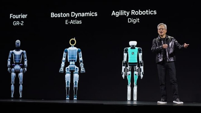Jensen Huang, CEO của Nvidia giới thiệu các mẫu hình robot hình người